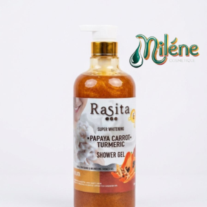 GEL DE DOUCHE RASITA PAPAYA-CAROTTE-CURCUMA 1000ml super blanchissante est formulé en douceur pour nettoyer et aide à laisser la peau se sentir douce