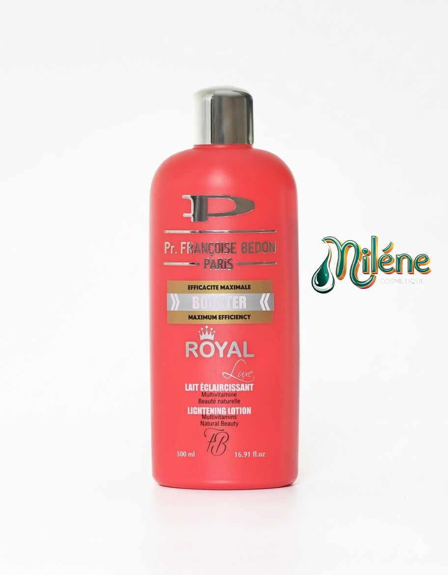 LAIT FRANCOISE BEDON PARIS BOOSTER Conçu pour celles et ceux qui exigent une efficacité radicale, ce soin est bien plus qu'un simple lait corporel : c'est un véritable activateur d'éclat. Ce lait se distingue par sa mention "Maximum Efficiency", offrant une action renforcée sur les zones rebelles et les imperfections pigmentaires, éliminer les taches brunes. Hydrate intensément tout en protégeant l'épiderme contre les agressions extérieures. Un flacon généreux de 500 ml pour un rituel beauté quotidien sans compromis.