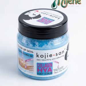 GOMMAGE CORPOREL COLLAGENE HYA DE KOJIE.SAN  Révélez l'éclat naturel de votre peau avec le sel de gommage à base de Collagène. Infusé à la vitamine E et aux AHA, ce soin exfolie en douceur pour éliminer les impuretés tout en laissant un parfum fruité irrésistible