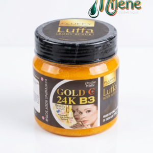 GOMMAGE CORPOREL LUFFA Révélez l’éclat naturel de votre peau avec le SCRUB GOLD 24K B3. Infusé à la vitamine E et aux AHA, ce soin exfolie en douceur pour éliminer les impuretés tout en laissant un parfum fruité irrésistible