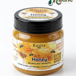 GOMMAGE CORPOREL RASITA HONEY BRIGHTENING BODY SCRUB offre à votre corps un moment de pur plaisir avec ce gommage . Sa texture riche exfolie en douceur pour éliminer les impuretés tout en libérant un parfum envoûtant de miel. Enrichi de miel pour un teint unifié et lumineux. Un look radieux en seulement 15 minutes !MILENE_COSMETIQUE