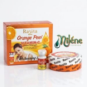 CREME DE VISAGE + SÉRUM RASITA ORANGE PEEL VITAMIN-C est une véritable cure de jouvence pour les peaux ternes et fatiguées. Vitamine C Concentrée : Illumine instantanément et booste la production de collagène; Extraits d'Écorce d'Orange : Pour un effet peeling doux qui affine le grain de peau.