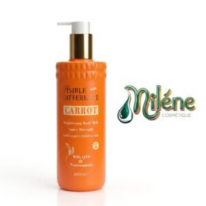 LAIT DE CORPS VISIBLE DIFFÉRENCE CARROT conçue pour celles qui recherchent un éclat naturel et une peau pleine de santé. Naturellement riche en bêta-carotène, il redonne de la vitalité aux peaux ternes et offre un effet bonne mine immédiat. Enrichie en extraits de carotte, en Niacinamide puissant et en Q10 revitalisant, cette formule avancée agit en profondeur pour unifier le teint, atténuer les imperfections et hydrater intensément. Pour une peau visiblement plus claire, lisse et lumineuse au quotidien. 