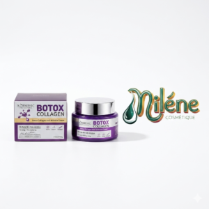 CRÈME DE VISAGE BOTOX COLLAGEN, Une formule experte conçue pour celles et ceux qui ne veulent faire aucun compromis entre science et beauté. Synergie Botox & Collagène : Une alliance puissante pour réduire l'apparence des rides et ridules tout en boostant l'élasticité naturelle de votre peau.  Sa texture riche et onctueuse pénètre en profondeur pour une peau souple, douce et parfaitement hydratée toute la journée. Raffermit les contours du visage et redonne de l'éclat aux teints ternes et fatigués.