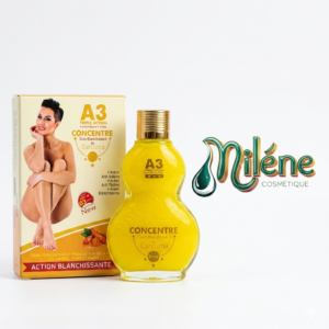 CONCENTRÉ A3 TRIPLE ACTION, un soin rénovateur d'exception conçu pour unifier et sublimer votre peau. Grâce aux vertus ancestrales du curcuma, offrez-vous un teint radieux et sans imperfections. Estompe les zones sombres et harmonise le teint sur les jambes, les pieds et les mains. Une formule concentrée en flacon de 50 ml qui protège votre peau des agressions extérieures tout en corrigeant les irrégularités pigmentaires.