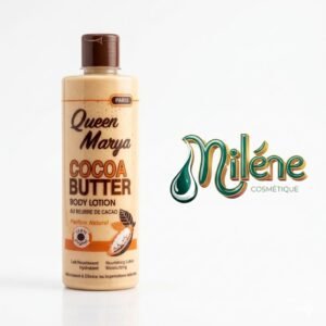LAIT DE CORPS QUEEN MARYA AU BEURRE DE CACAO Spécialement conçu pour les peaux en quête de nutrition intense, ce soin venu de Paris enveloppe votre corps d'un voile protecteur et parfumé. Riche en véritable beurre de cacao, il hydrate en profondeur et redonne de la souplesse aux peaux les plus sèches.