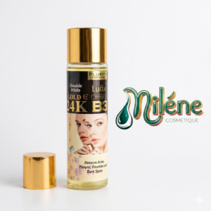 LOTION DOUBLE WHITE GOLD 24K + B3, ce toner d'exception de la gamme Fluffy Professional associe le luxe de l'or 24K aux super-pouvoirs de la vitamine B3 (Niacinamide) et de la vitamine C pour une peau visiblement transformée et rayonnante. Atténue visiblement les taches brunes ainsi que les éphélides (taches de rousseur).