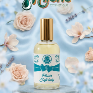 PARFUM PLAISIR SOFT LADY, Cette fragrance est une ode à la féminité, un doux murmure de fleurs et d'élégance capturé dans un flacon de verre transparent au bouchon doré scintillant.