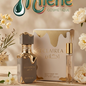 PARFUM ECLAIREA MYSTICAL, ce coffret de parfum d'exception incarne le luxe, le mystère et l’élégance absolue. Avec son flacon au design sculptural orné de détails dorés coulants, Eclairea Mystical laisse un sillage d’une sophistication rare qui captivera tous les sens sur votre passage. L'Eau de Parfum (100 ml) : Un flacon majestueux pour votre rituel beauté quotidien à la maison. Le Travel Spray (20 ml) : Un format voyage ultra-pratique à glisser dans votre sac pour raviver votre sillage à tout moment.