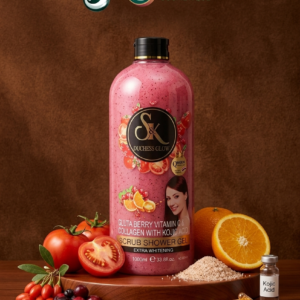 GEL DE DOUCHE S&K DUCHESS GLOW ce soin haut de gamme associe une texture exfoliante rose aux extraits naturels puissants (baies, tomates, oranges) pour faire peau neuve dès la première douche. Un duo d'antioxydants surpuissants pour illuminer intensément le teint, estomper les taches et donner un coup d'éclat immédiat. Acide Kojique (Kojic Acid) : cet actif phare cible les hyperpigmentations pour garantir une clarification homogène et rapide.