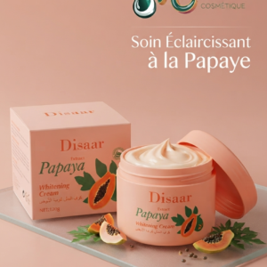 CRÈME DE VISAGE DISAAR PAPAYA : Offrez à votre peau l'attention qu'elle mérite. Grâce aux bienfaits régénérants et éclaircissant de la papaye, la crème Disaar Beauty cible les imperfections et aide à retrouver un teint unifié, lumineux et naturellement éclatant. Sa formule riche et fondante pénètre rapidement sans laisser de film gras, pour une sensation de douceur instantanée.