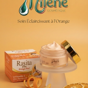 CRÈME DE VISAGE RASITA Enrichie en Vitamine C et extraits d'Orange, cette formule éclaircissante agit efficacement pour unifier le teint, atténuer les imperfections et vous offrir une peau visiblement plus radieuse. Sa texture onctueuse hydrate en profondeur et laisse une sensation de fraîcheur. Profitez des bienfaits d'un teint lumineux et éclatant de santé, dès les premières applications. Ne manquez pas l'opportunité de briller !