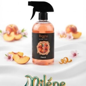 PARFUM DE CHAMBRE RASITA : Une brume délicieusement parfumée qui capture l'arôme sucré, juteux et velouté des pêches mûres sous le soleil. Quelques vaporisations suffisent pour chasser les mauvaises odeurs et installer une ambiance accueillante, tendre et pleine de fraîcheur printanière. 🌸✨ Un flacon aux nuances abricotées douces qui se fond à merveille dans votre intérieur.