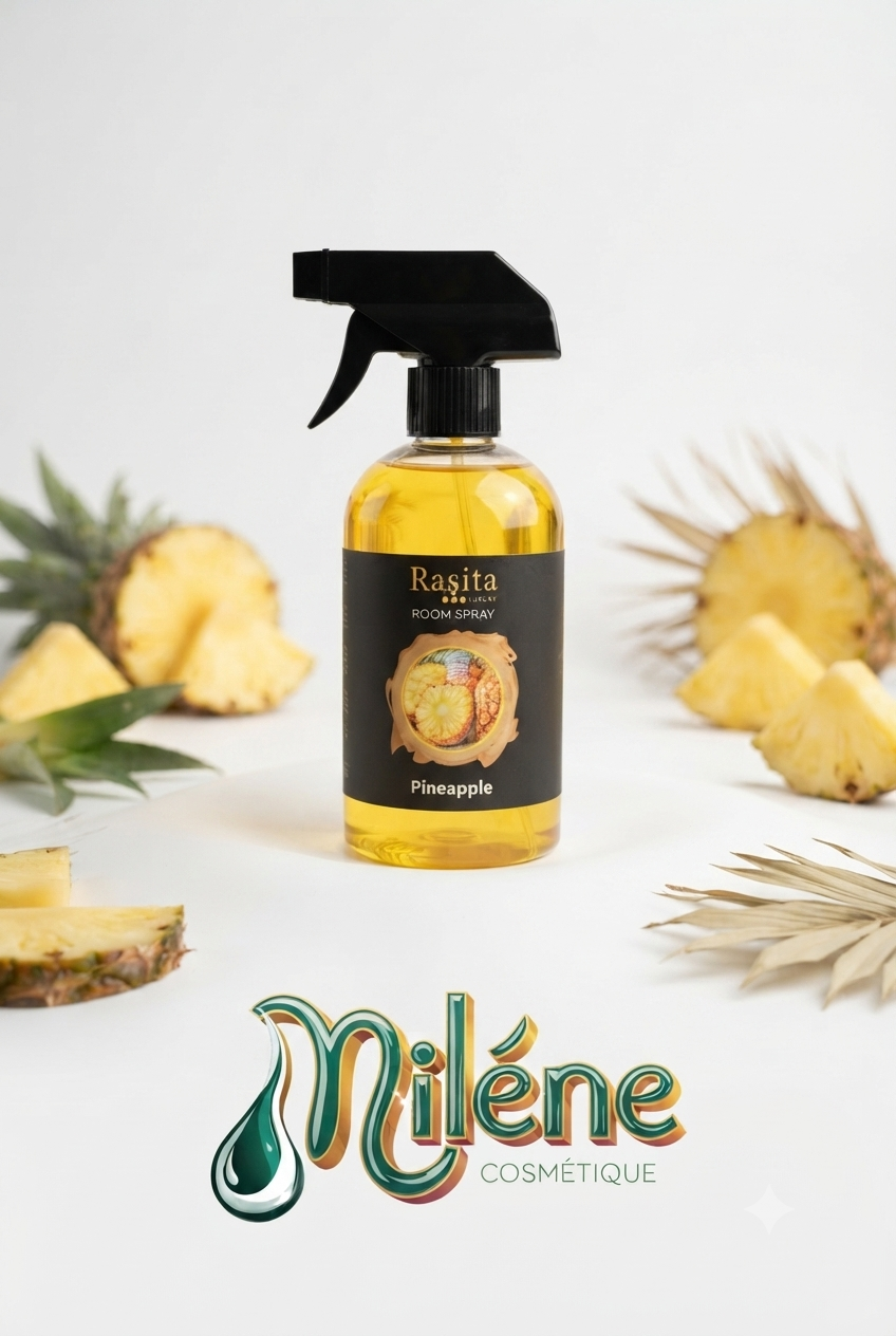 PARFUM CHAMBRE RASITA : Une fragrance fruitée, sucrée et dynamisante qui capture l’essence pure d’un ananas juteux pour illuminer instantanément l’ambiance de votre maison. Un élixir doré logé dans un flacon épuré, surmonté de ses tiges de diffusion noires très tendances. Une diffusion constante et délicate pour parfumer durablement vos pièces de vie.