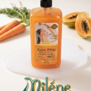 GEL DE DOUCHE EXTRA WHITE: sa formule exclusive nettoie en profondeur tout en unifiant le teint. Ce soin ciblé aide à estomper les imperfections pour redonner à votre peau toute sa clarté, sa douceur et un fini intensément lumineux. L'Acide Kojic : Connu pour son action unifiante et son efficacité contre les taches.  La Papaye : Exfolie en douceur pour raviver l'éclat et lisser le grain de peau.  La Carotte : Riche en vitamines, elle illumine le teint et donne un effet bonne mine naturel.