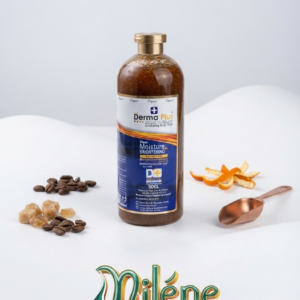 GEL DE DOUCHE GOMMANT DERMA PLUS: Formulé avec des grains exfoliants naturels (café, sucre et écorces d'agrumes), il élimine les cellules mortes tout en hydratant profondément votre peau.