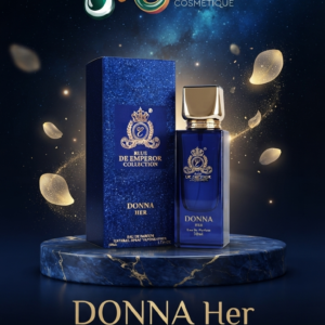 PARFUM DONNA HER se pare d'un bleu nuit saphir et d'un bouchon doré majestueux. Une fragrance raffinée et envoûtante, conçue pour la femme moderne qui désire marquer les esprits avec grâce et souveraineté. Commandez votre flacon dès maintenant chez Milène !