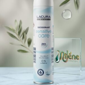 DEODORANT SENSITIVE CARE de LACURA BODY, Une formule 0% aluminium et sans alcool pour respecter l'équilibre naturel de votre peau sans irritation. Protection 24h & Anti-Traces : Assure une fraîcheur continue pendant 24 heures sans laisser de résidus ou de traces sur vos vêtements. Respect de la Peau & Vegan : Une formule certifiée vegan, idéale à utiliser au quotidien, même après l'épilation ou le rasage.