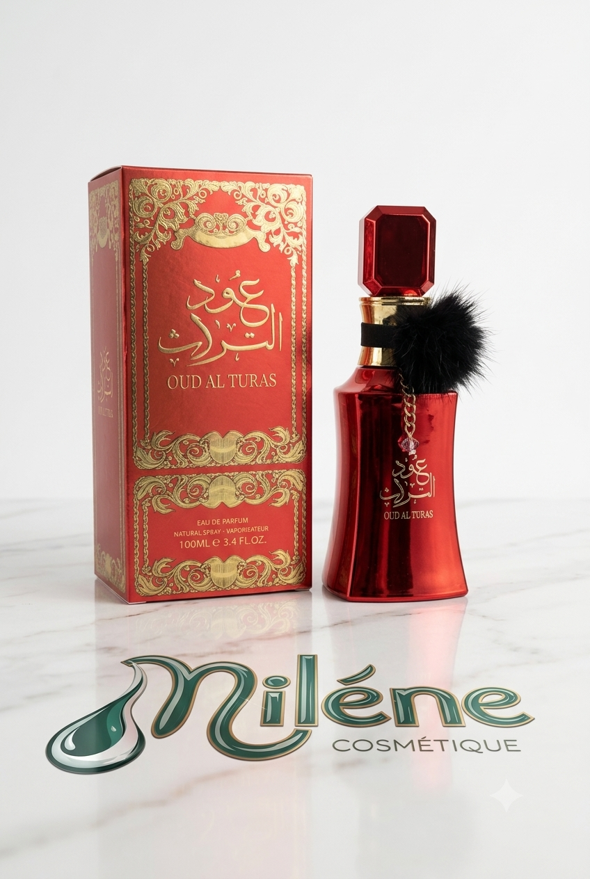 OUD AL TURAS ROUGE : Éveillez vos sens avec Oud Al Turas dans son édition rouge passion, une fragrance envoûtante et audacieuse qui célèbre la richesse de la haute parfumerie orientale. Flanqué de son étui aux arabesques dorées et de son flacon écarlate à pompon noir, ce parfum affirme un tempéramex