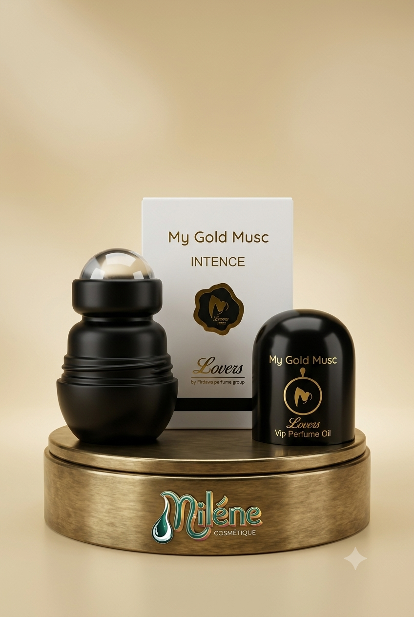 DEODORANT MY GOLD MUSK INTENSE, une eau de parfum d'exception conçue pour ceux qui ne laissent rien au hasard. Véritable bijou de la collection Lovers par Firdaws perfume group, cette fragrance puissante et sophistiquée est capturée dans un flacon roll-on noir mat, aussi élégant qu’intuitif.