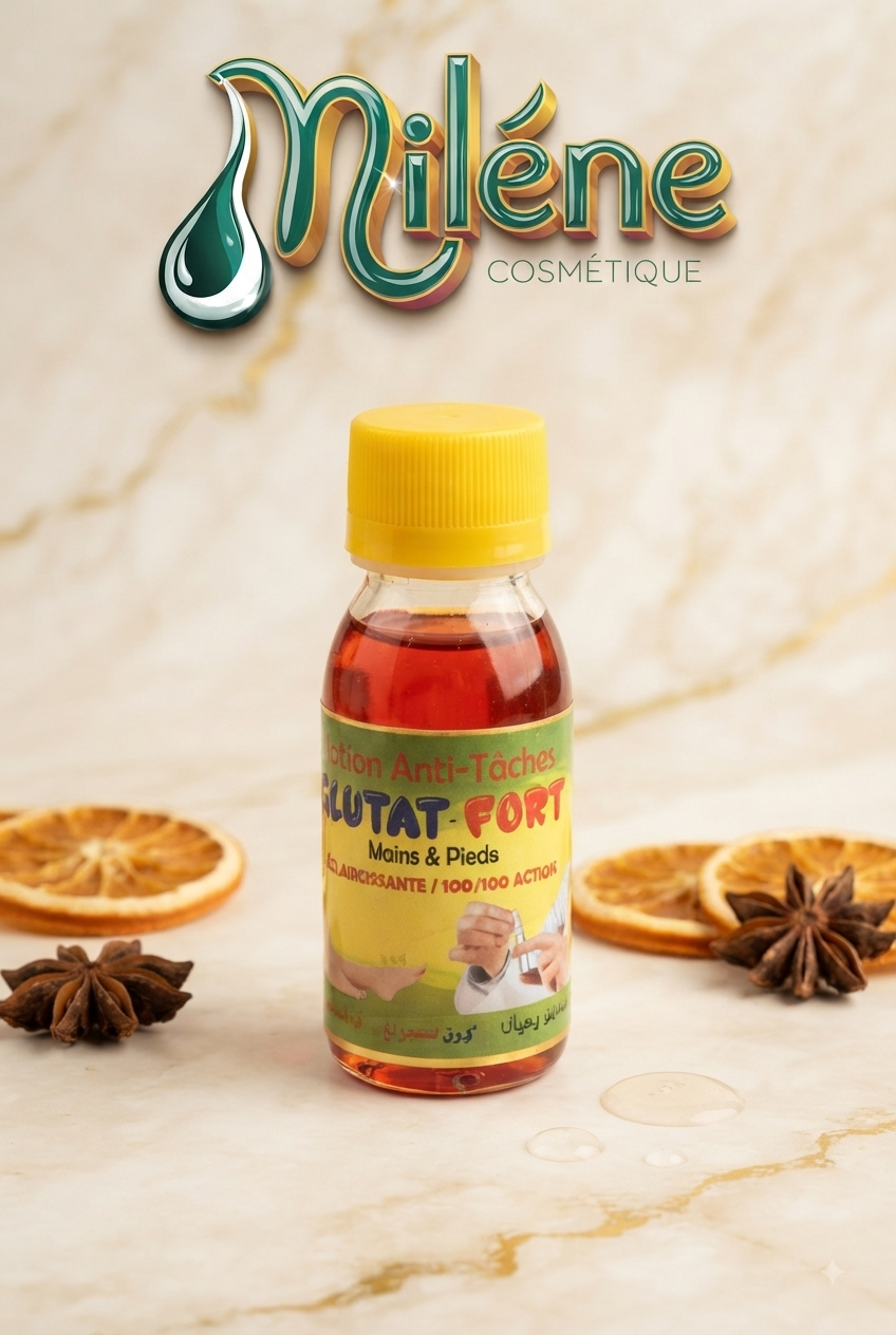 CONCENTRE GLUTA-FORT : Action 100/100 ciblée : Atténue puissamment les taches sombres et rebelles sur les mains et les pieds. Formule éclaircissante intense : Enrichie en actifs unifiants pour un résultat visible et rapide. Grain de peau lissé : Aide à clarifier et adoucir les zones de frottement assombries.