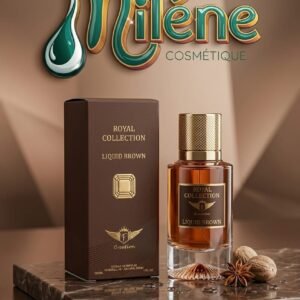 PARFUM LIQUID BROWN - ROYAL COLLECTION, Une composition riche mêlant des notes épicées et chaleureuses (anis étoilé, noix de muscade) pour une empreinte olfactive ambrée et sophistiquée. Une concentration haut de gamme qui assure une tenue longue durée remarquable sur la peau et les vêtements. Un flacon en verre travaillé surmonté d'un bouchon doré ciselé, niché dans son étui élégant (100 ml). ✨ Incarnez le prestige et la distinction à chaque pulvérisation.