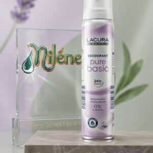 DEODORANT LACURA BODY PURE BASIC, Une sensation de fraîcheur durable tout au long de la journée. 0% Aluminium & Formule Vegan : Un soin respectueux de votre santé et de vos convictions. Une touche subtile de lavande pour une sensation d'apaisement instantanée. Formulé sans résidus pour protéger vos vêtements préférés.