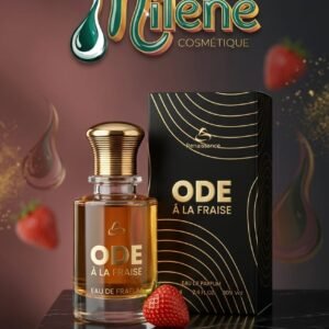 PARFUM ODE à la FRAISE 🍓 de RENAISSANCE, Sillage Gourmand & Fruité : Des notes juteuses et envoûtantes de fraise qui apportent une fraîcheur irrésistible et féminine tout au long de la journée. Haute Concentration : Une formule riche à 80% Vol garantissant une excellente tenue et un sillage délicieusement captivant. Un flacon en verre ambré surmonté d'un bouchon doré ciselé, présenté dans son étui noir orné de lignes dorées élégantes.