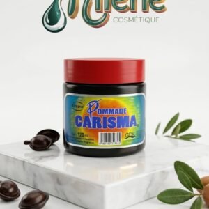 POMMADE CARISMA, Conçue pour sublimer et nourrir vos cheveux en profondeur, cette pommade est l'alliée idéale de votre routine capillaire quotidienne. Idéale pour hydrater intensément et revitaliser la fibre capillaire. Un pot de 120 ml facile à emporter et à utiliser au quotidien. Un produit authentique disponible chez Miléne Cosmétique.