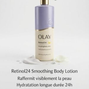 LAIT DE CORPS OLAY Retinol24 Smoothing Body Lotion, Conçu pour un soin d'exception, il enveloppe votre corps de douceur tout en transformant visiblement votre épiderme. Pour un corps tonique et visiblement plus ferme. Hydratation longue durée 24h : Maintient l'épiderme nourri et protégé tout au long de la journée. Améliore l'élasticité et le teint : Redonne à la peau souplesse et éclat uniformisé. Agit en profondeur pour une texture douce et soyeuse.