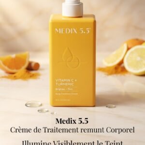 LAIT DE CORPS MEDIX 5.5 - Vitamin C & Turmeric Aide à retendre et tonifier l'épiderme. Protège la peau grâce aux bienfaits combinés de la vitamine C et du curcuma. Offre un soin nourrissant en profondeur pour une peau douce et soyeuse.